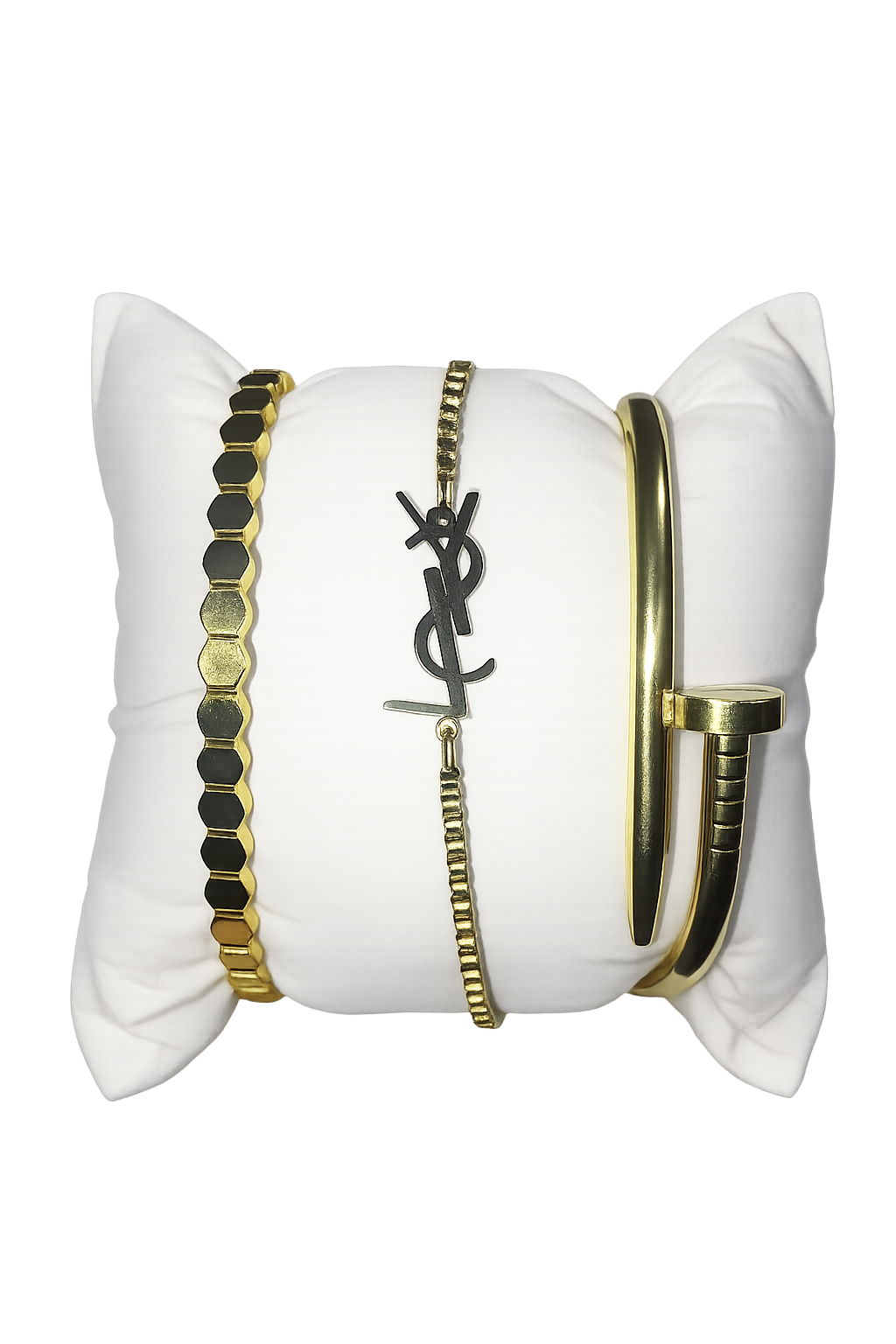 Ensemble de Bracelets Luxe 3 Pièces – Charme Style YSL & Bracelet Clou